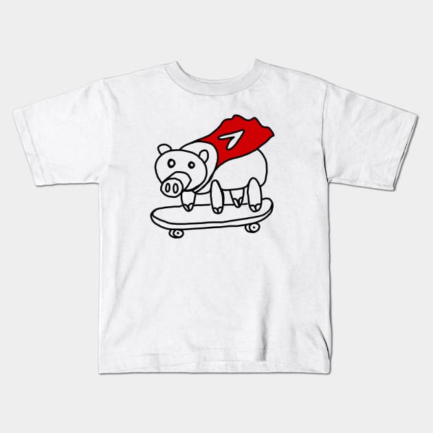 super vegan pig Kids T-Shirt by Angel Rivas